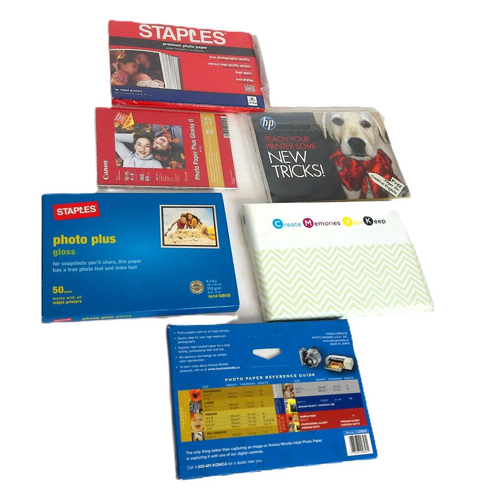 Photo Paper 4x6 Glossy HP Staples Canon Konica Over 230 Sheets Bulk Lot